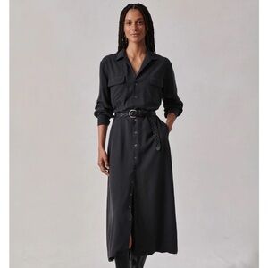 Buck Mason Soft Black SILKEN TWILL STUDIO SHIRT DRESS size X-Large (XL)